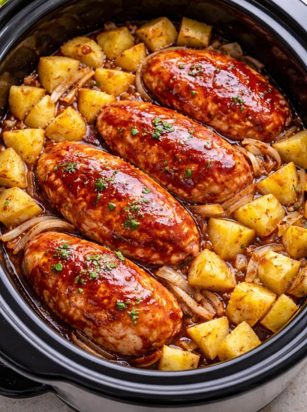 Slow Cooker BBQ Chicken And Potatoes